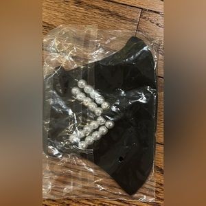 Lele Saldoughi Black Mask with Pearl Details